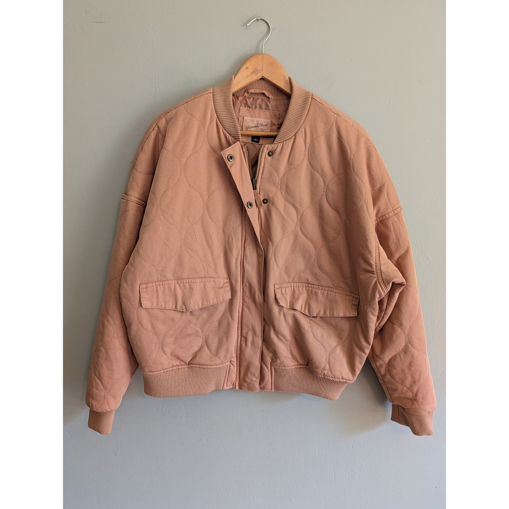 Universal Thread Womens Quilted Bomber Jacket Clay Pink Cotton Blend Large